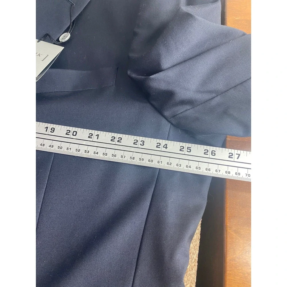W.H. Belk Mens Navy Super‎ 120s Wool Blazer Sport Coat 50R NWT 211231 FLAW